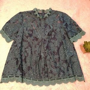 HD in Paris Anthropologie Lace Meadows Top Size 12